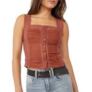 Free People Rust Maggie Lace Tank Size:S
